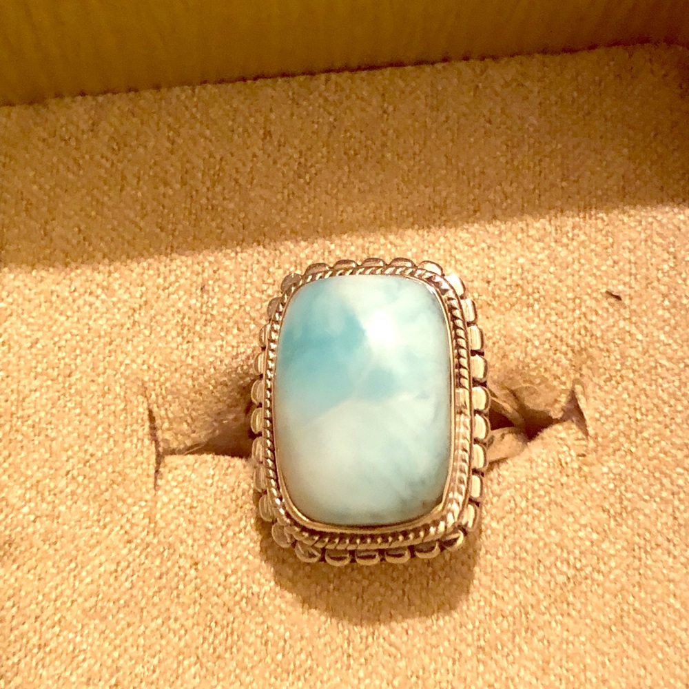 💍💍BEAUTIFUL 925 LARIMAR RING SKY BLUE💍💍